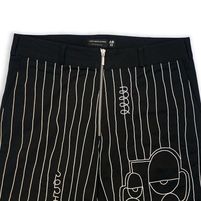 PINSTRIPE EMBROIDERED DENIM PANTS LTD. ED.