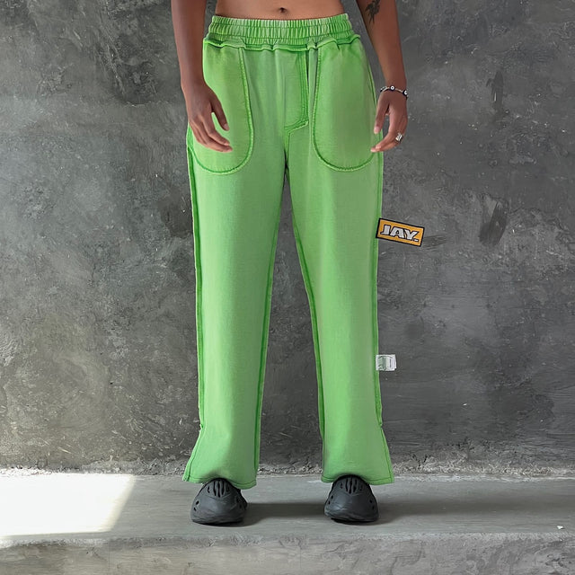 INVERTED TRACKPANTS IN GREEN [UNISEX]