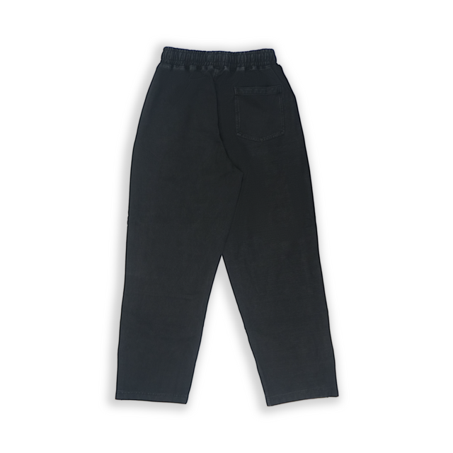 J DOUBLE KNEE TRACKPANTS IN WASHED BLACK [UNISEX]